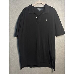 Polo Ralph Lauren Damaged Black Polo Shirt 2XL Oversized Grunge
